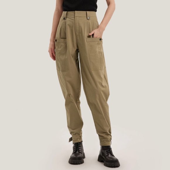 Gentle Herd Pants - Gentle Herd Zoom Pocket Taper Cotton-Blend Ankle Pants